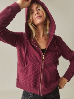 NWOT American Giant Women's Diamond Stitch Classic Full Zip Pomegranate Hoodie